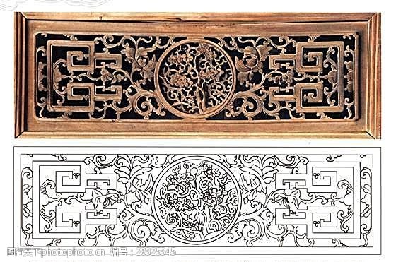 古代建筑雕刻纹饰草木花卉牡丹月季(36)