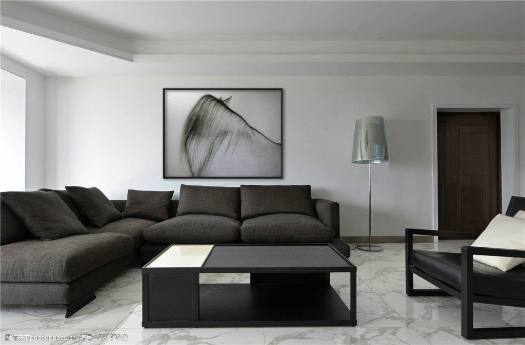 客厅壁画装修效果图 长方形茶几 窗户 方形吊顶 灰色地毯 灰色沙发