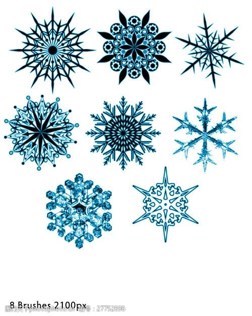 8个经典的民族特色花纹,雪花图案photoshop笔刷素材