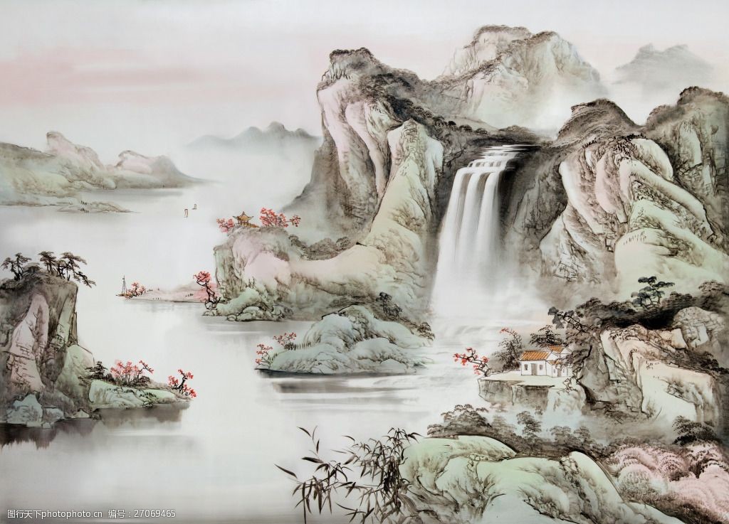 山水风景背景墙壁画