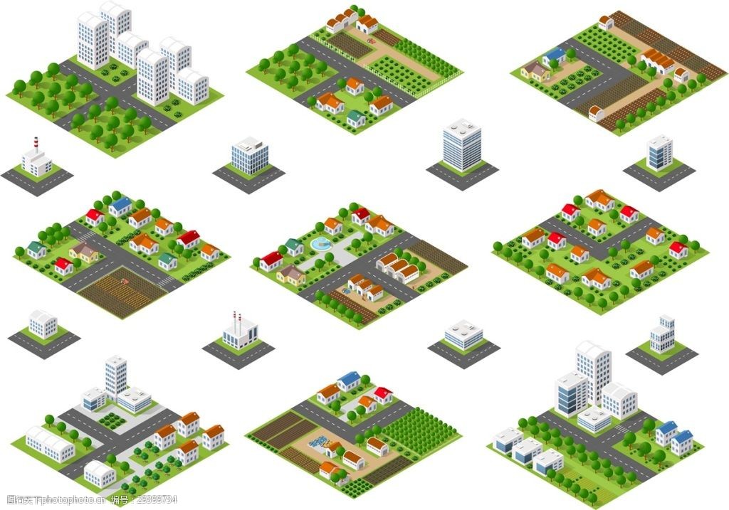 城市规划模型矢量素材创意