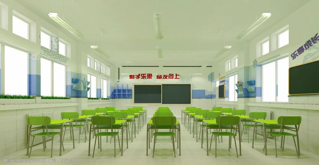 简约明亮教室文化工装效果图