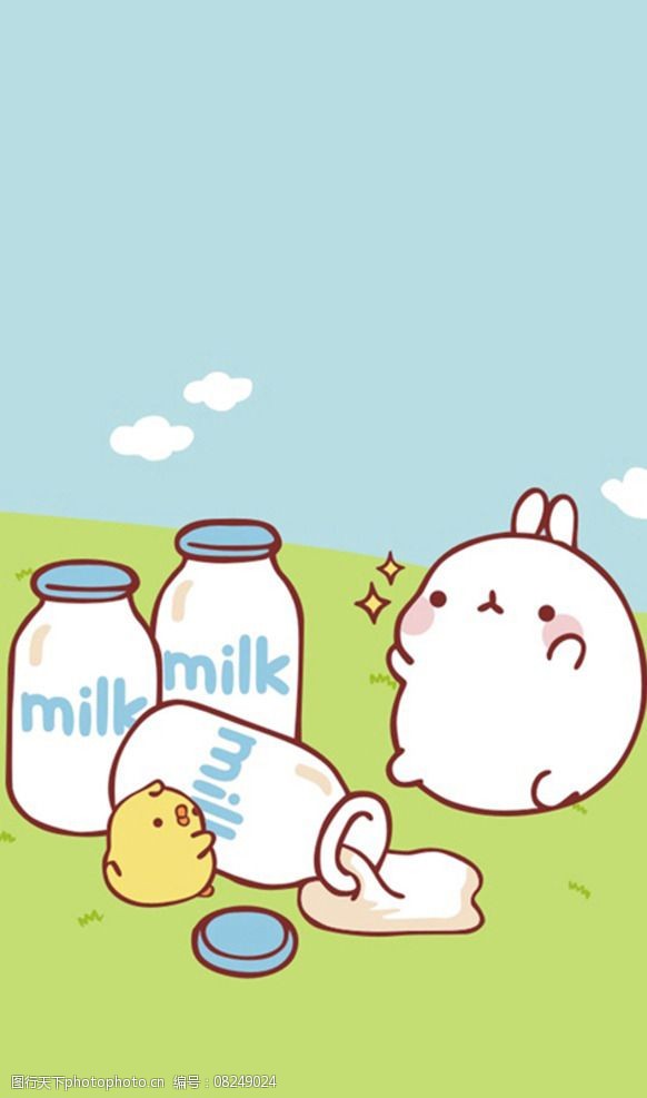 卡通 兔子 可爱 韩国 molang 甜点 矢量 棉花糖 牛奶 矢量动漫 设计