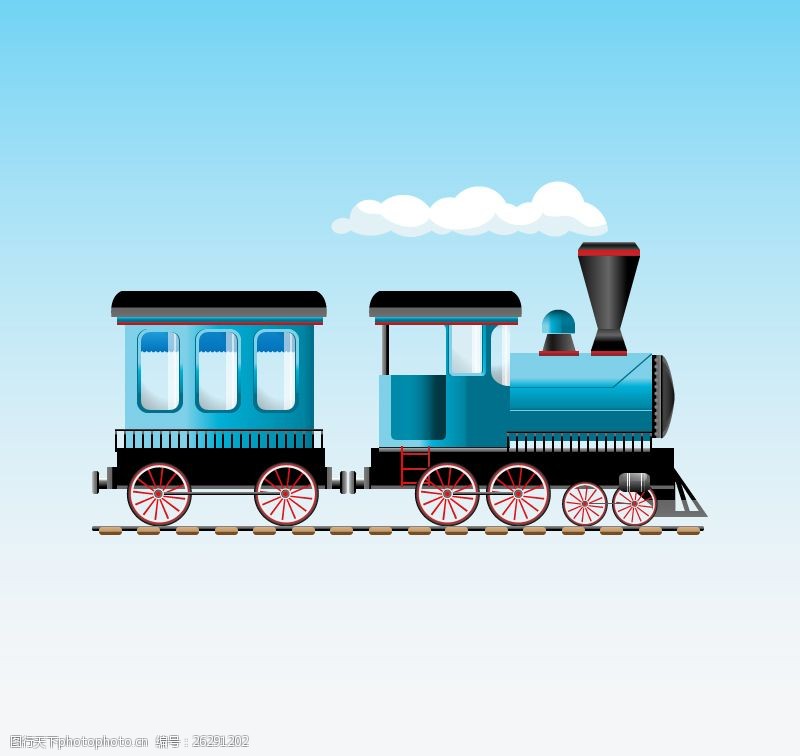 关键词:卡通蒸汽火车 蒸汽火车 交通工具 煤 铁路 矢量图 ai格式 白色