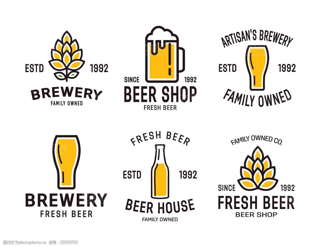 啤酒饮料个性logo设计矢量素材
