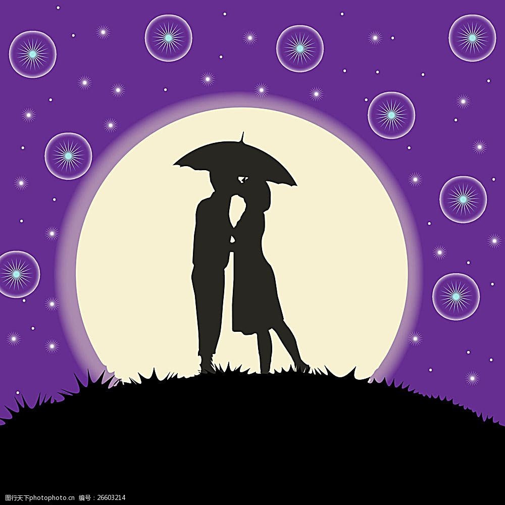 月亮下接吻的情侣