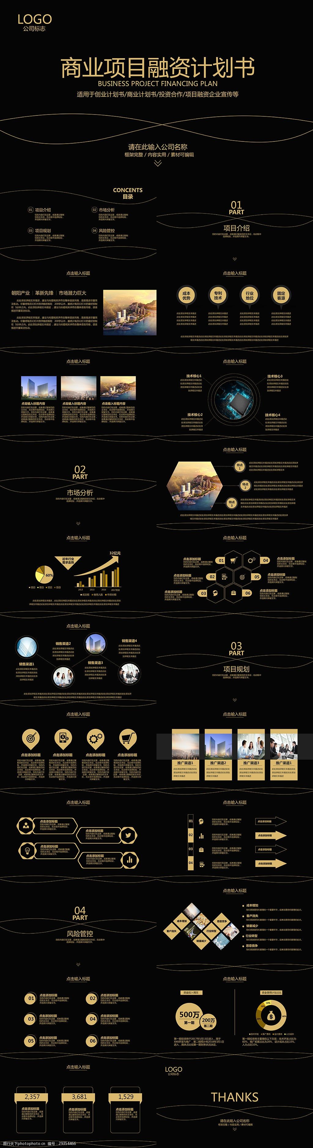 关键词:商业项目融资计划书ppt模板 ppt模板 黑金 计划书 商业 项目