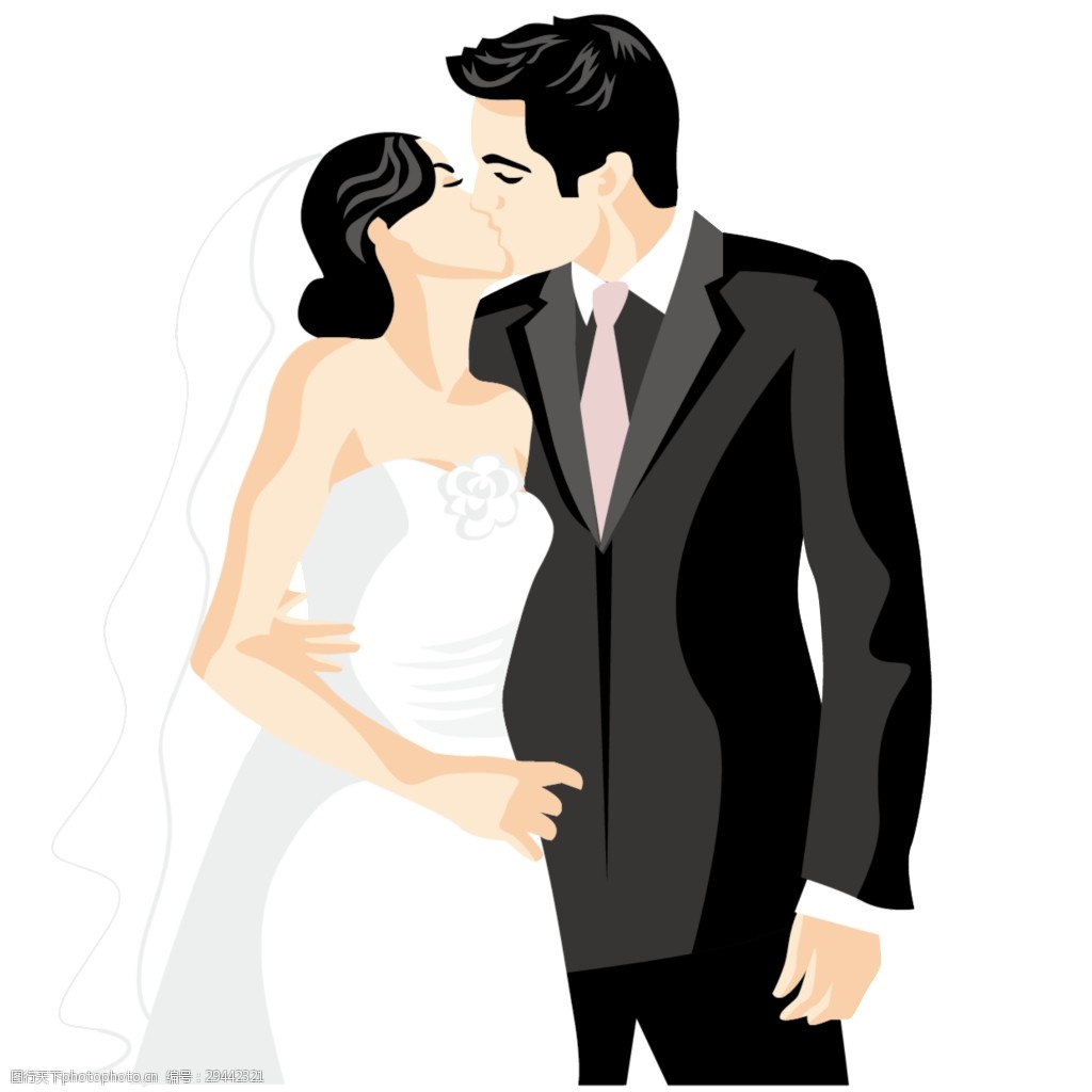 卡通剪影手绘结婚png免抠图片