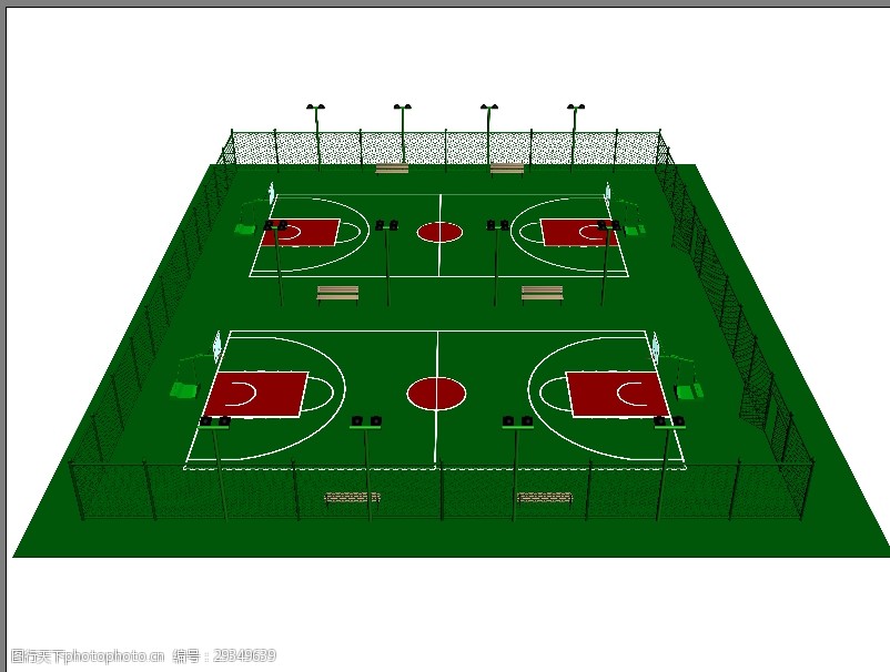 篮球场3dmax模型设计源文件