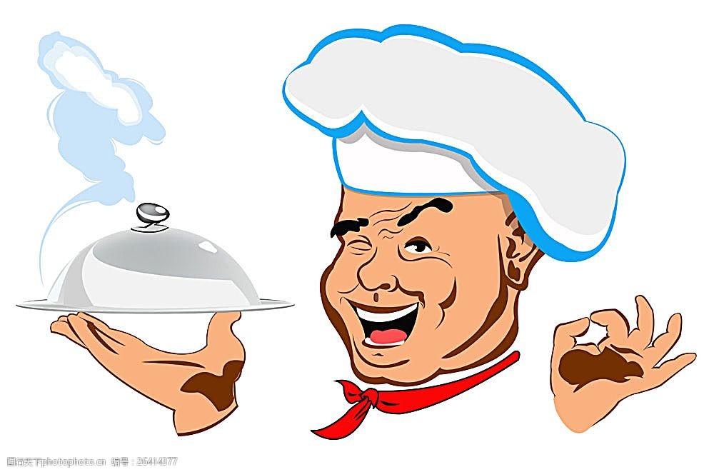 手拿锅盖的卡通厨师
