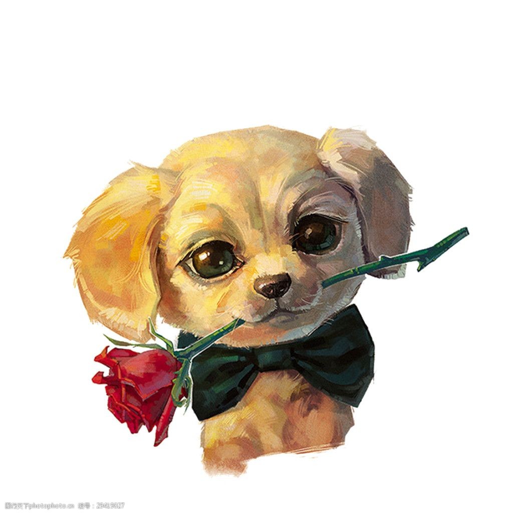 关键词:可爱黄色小狗卡通手绘装饰元素 宠物狗 可爱小狗 玫瑰花 生肖