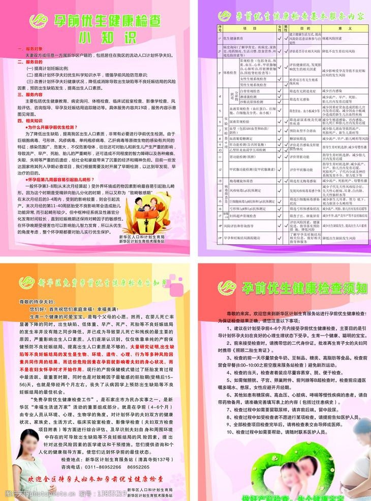 孕前优生检查系列海报 孕前优生检查系列海报