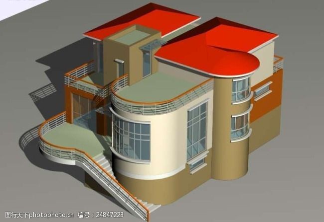 max独栋多层别墅3d模型