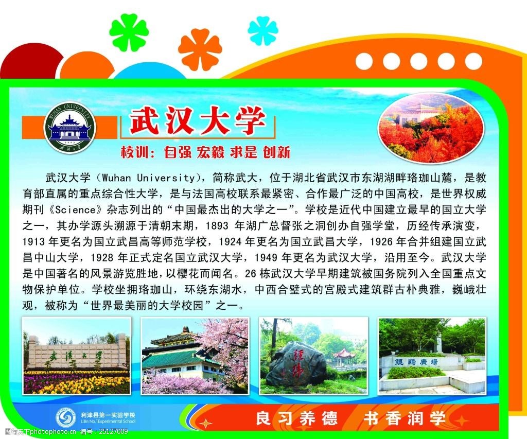 校园展板世界名校武汉大学校园