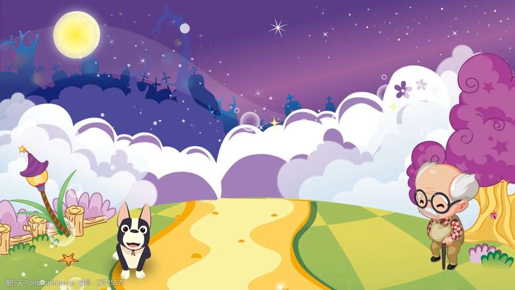 月光光歌曲卡通场景