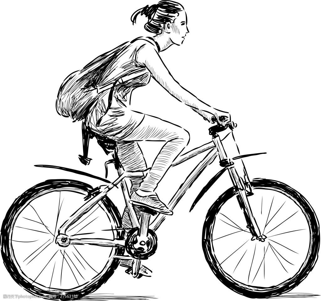 关键词:骑自行车的人 手绘 速写 骑自行车 人物 ai 白色 ai