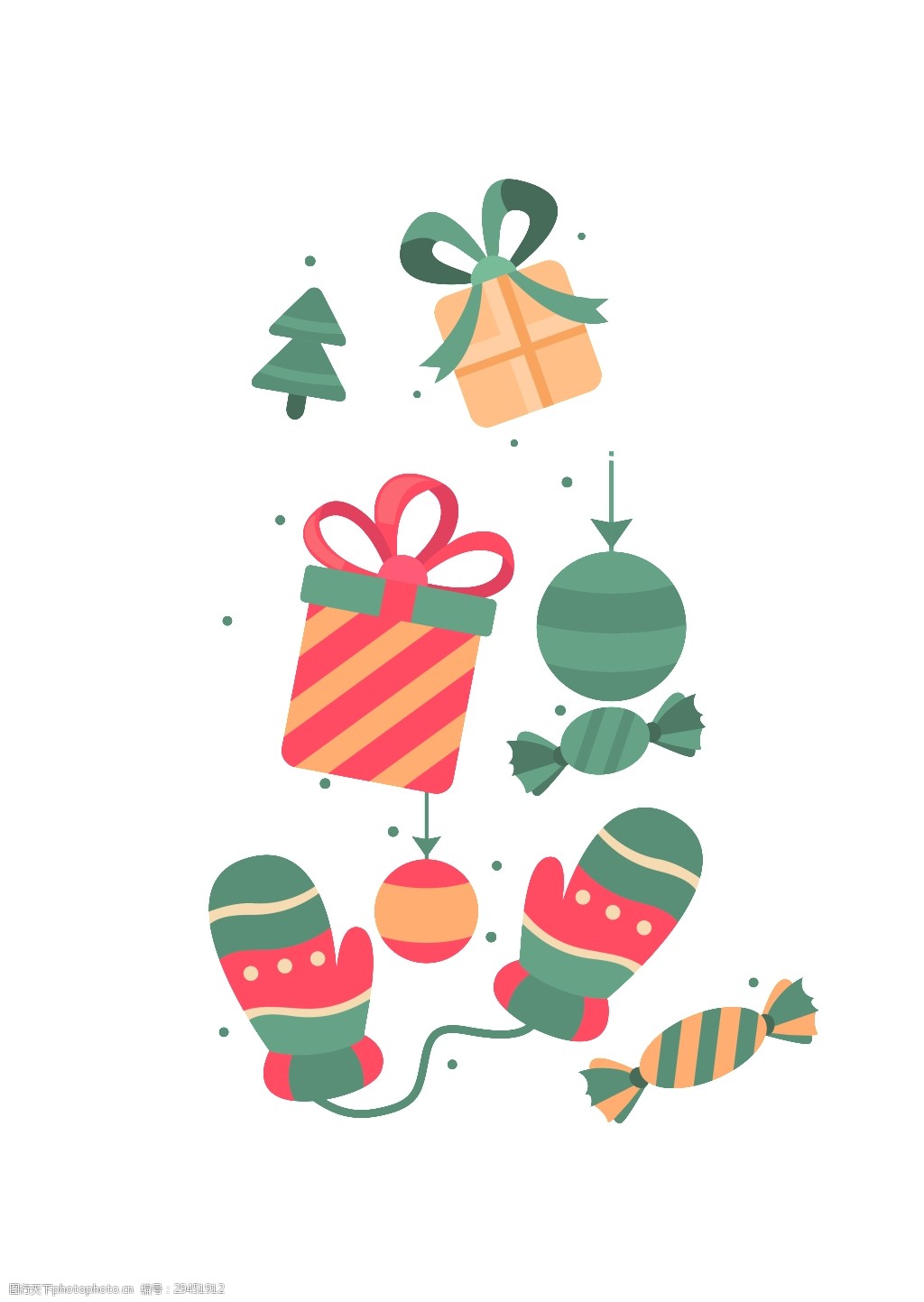 冬季圣诞节小礼物卡通矢量素材card 礼物 平面素材 设计素材 圣诞树