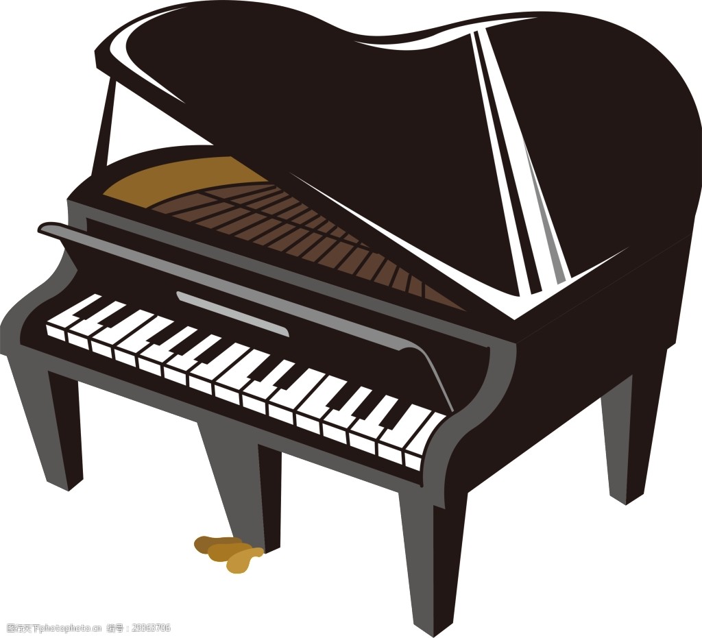黑色卡通钢琴元素设计