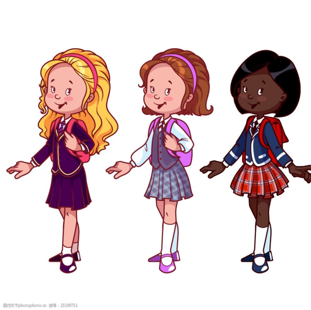 卡通女学生矢量素材