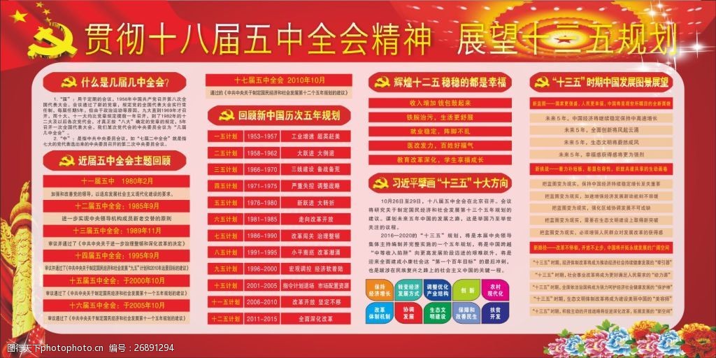机关单位十三五规划展板海报素材