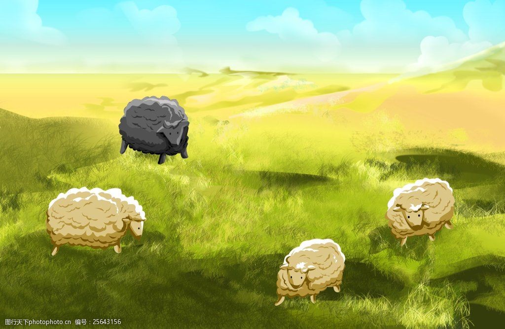 关键词:卡通绵羊 羊 绵羊 羊羔 卡通羊 小绵羊 小羊 草地 草原 蓝天