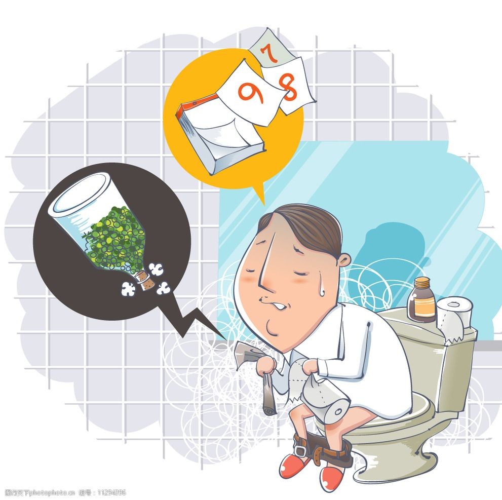 卡通病人便秘倒霉先生图片