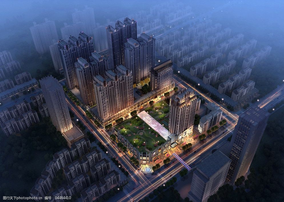 建筑夜景鸟瞰图片