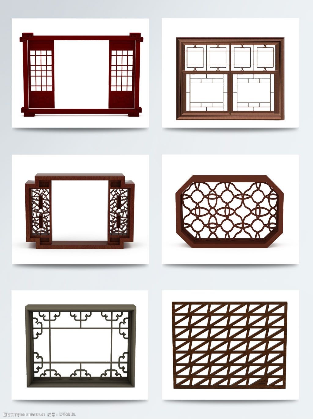 中国风木质古典窗户png素材