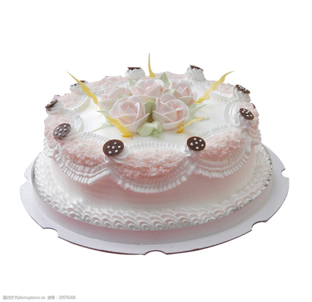 粉色花朵生日蛋糕元素