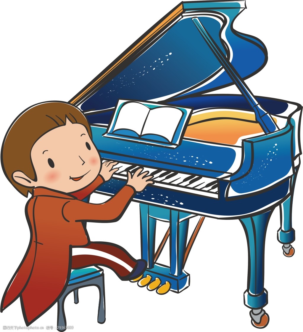 个性儿童弹钢琴元素设计