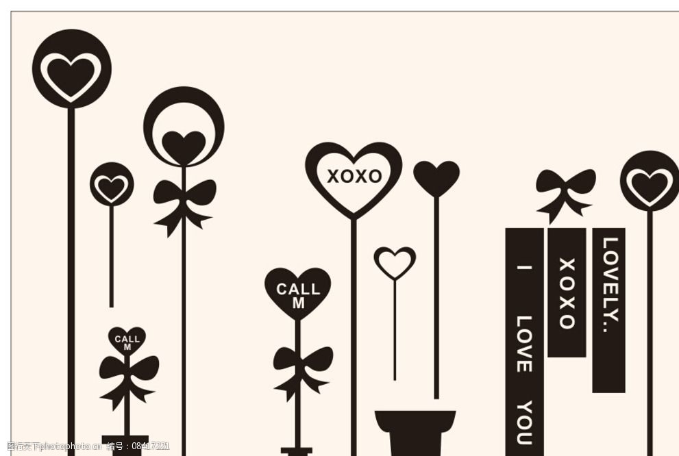 心形蝴蝶结英文图片