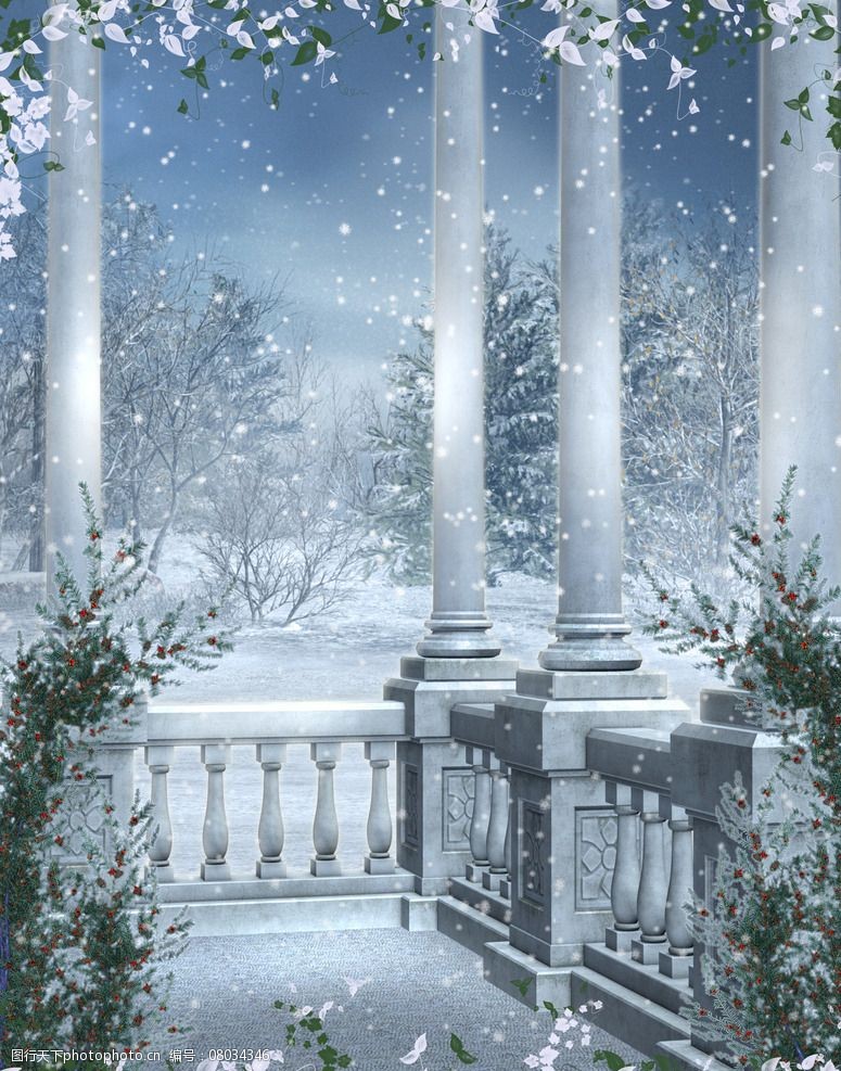 动漫卡通 风景漫画 关键词:冬季雪景 cg画面 游戏场景 冬季 雪景 高清