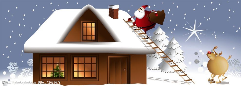 房上的圣诞老人图片