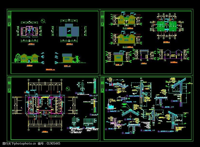 xx尖頂公共廁所建築cad方案設計圖紙