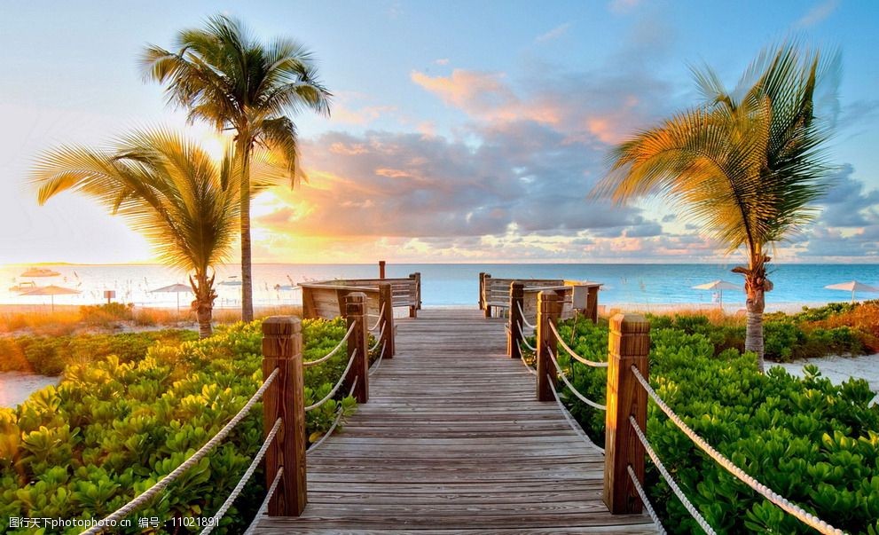 唯美夕阳海边图片