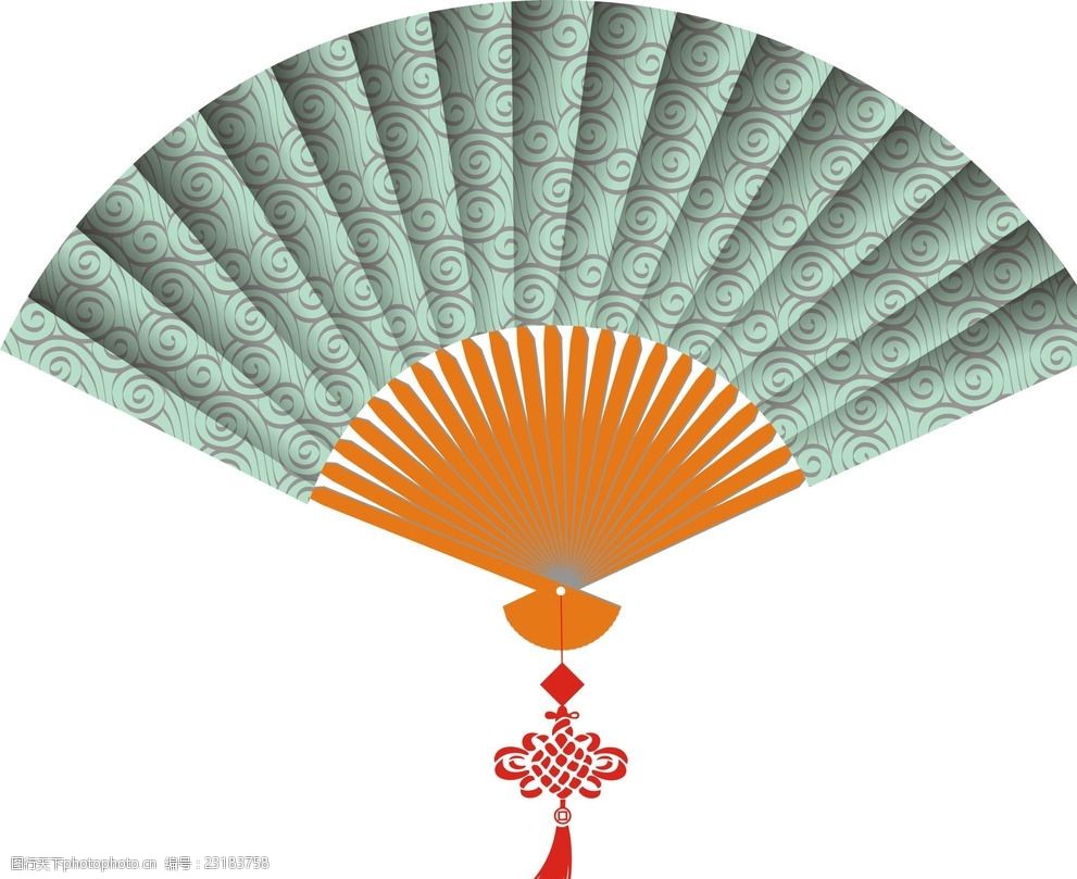 中国古典祥云折扇 中国元素 古典 折扇 复古 喜庆 扇子 中国结 设计