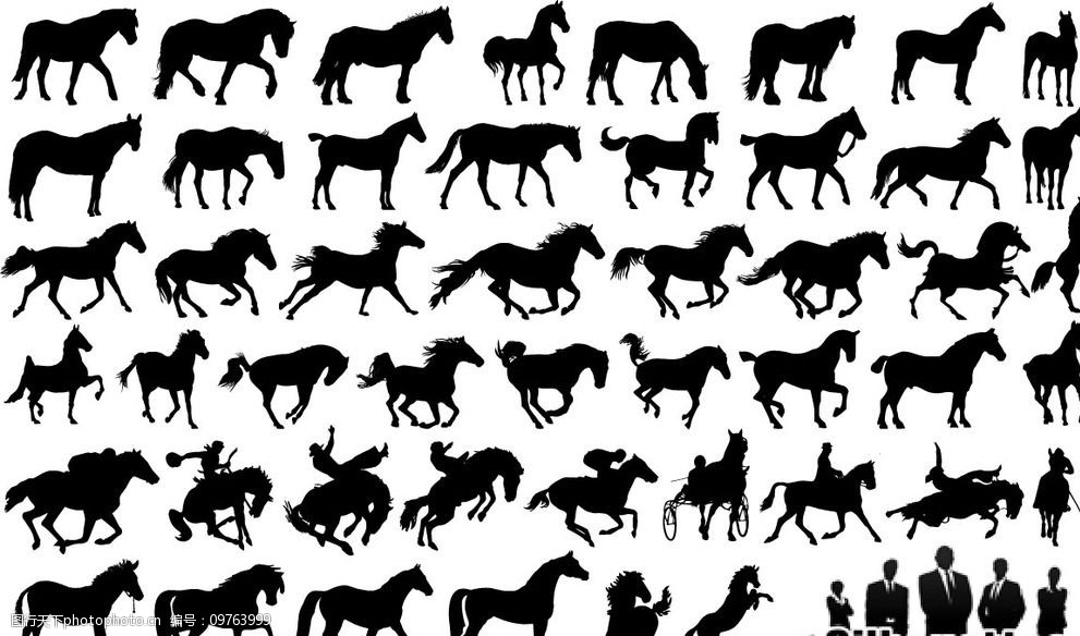 矢量骏马剪影素材图片图片-图行天下图库