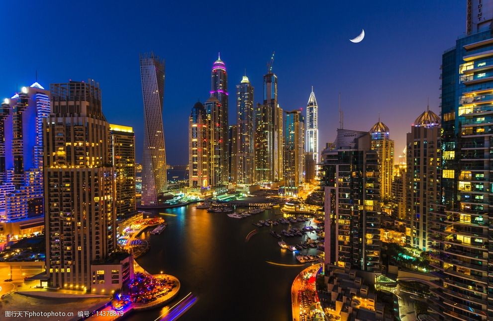 迪拜都市夜景图片