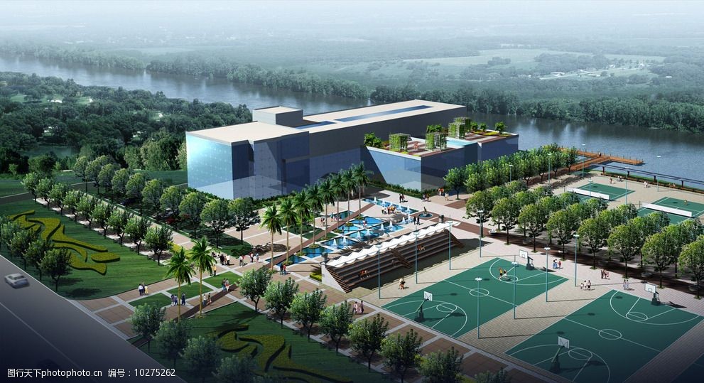 广场休闲景观效果图片