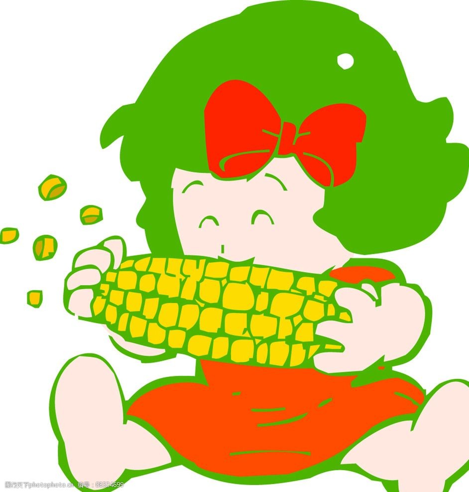 吃玉米的小女孩头像图片