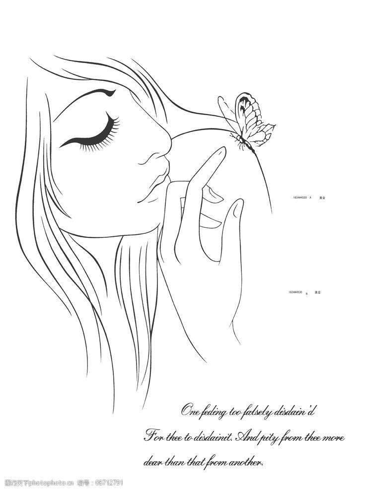 关键词:通道分层 分层花片 女人 蝴蝶 手 美女头 手绘图 设计 psd分层