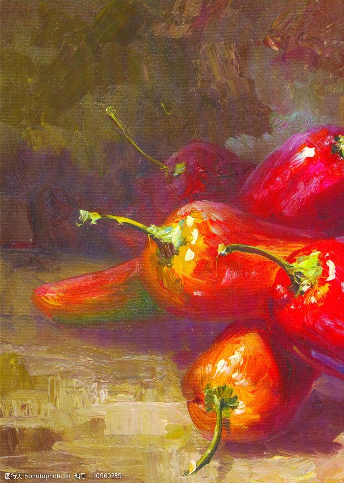 辣椒油画图片