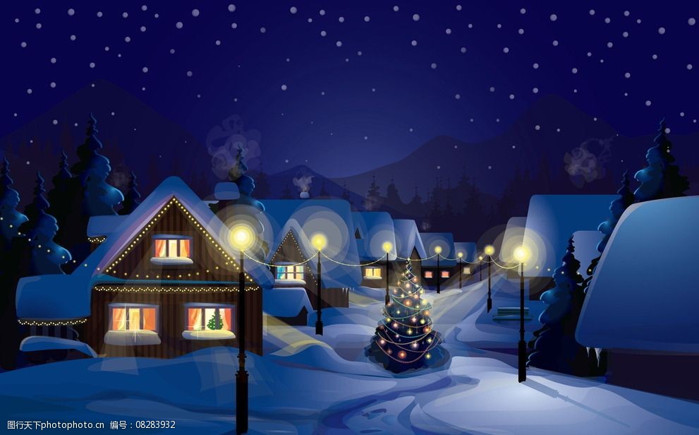 卡通圣诞夜图片