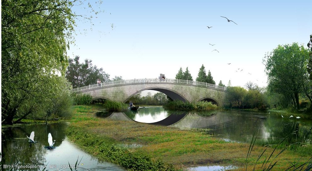 河边大桥景观设计图片