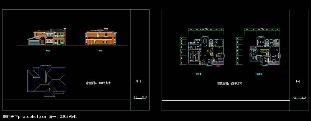 別墅平立面圖cad圖