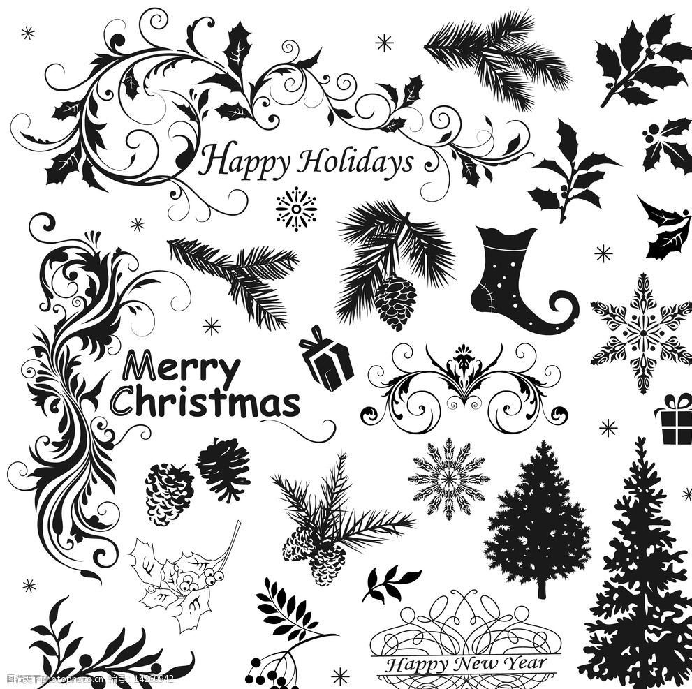 欧式圣诞花纹图片