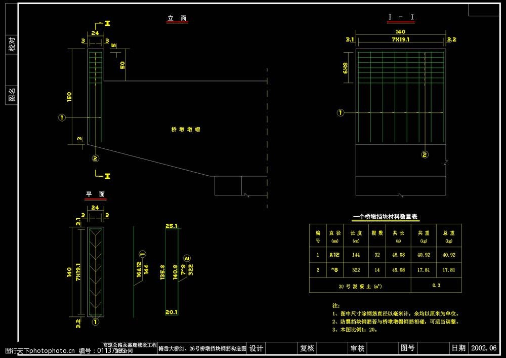 边墩桥墩挡块钢筋构造图