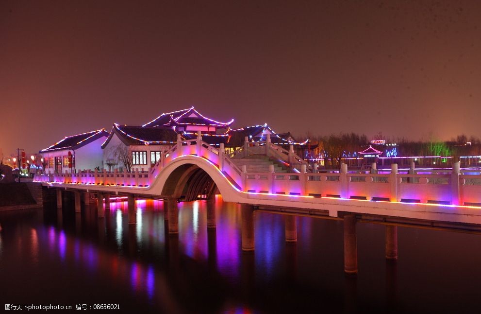 山东德州董子文化街夜景图片