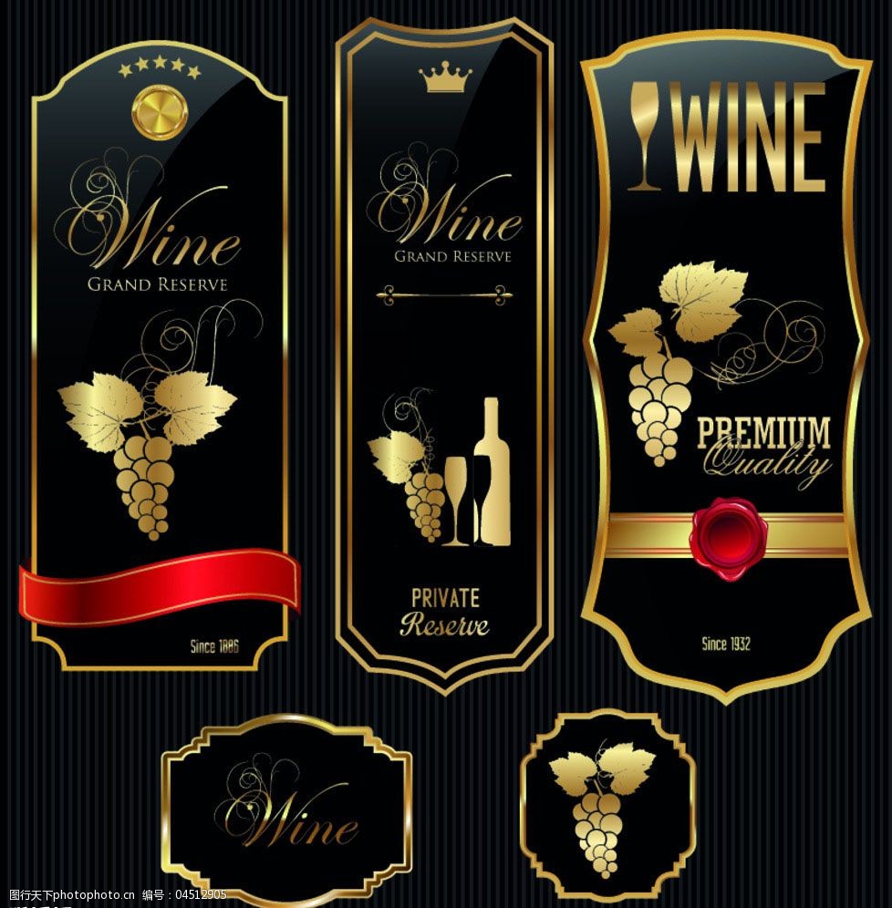 红酒酒标设计图案图片
