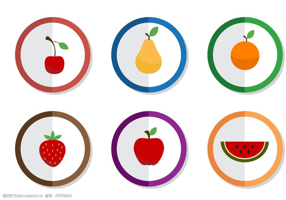 可爱水果 西瓜 橙子 樱桃 卡通水果 图标 标志 logo 小图标 标识标志